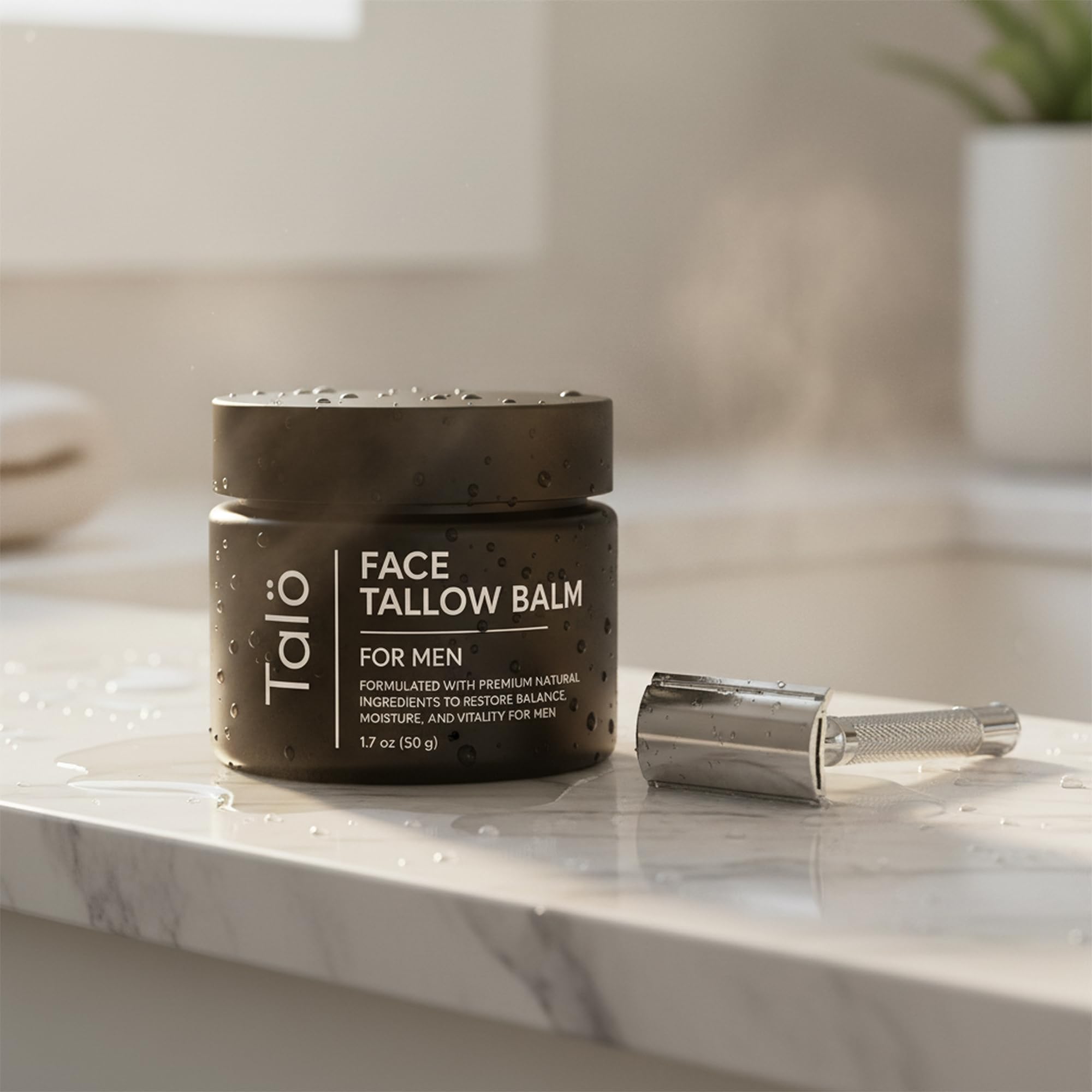 Talö after-shave soothing balm calms skin after cleansing.