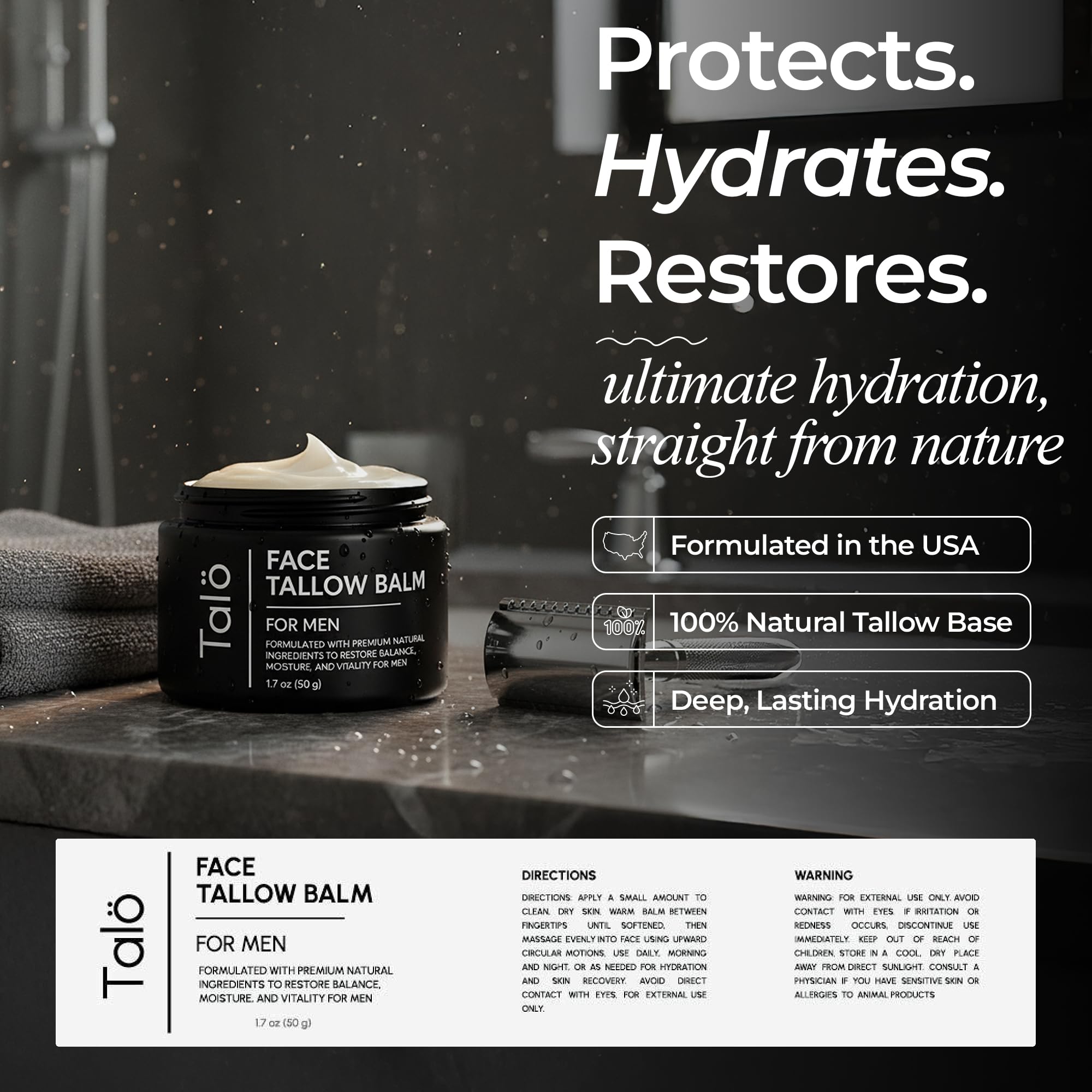 Talö moisturizer texture close-up reveals rich, creamy balm.