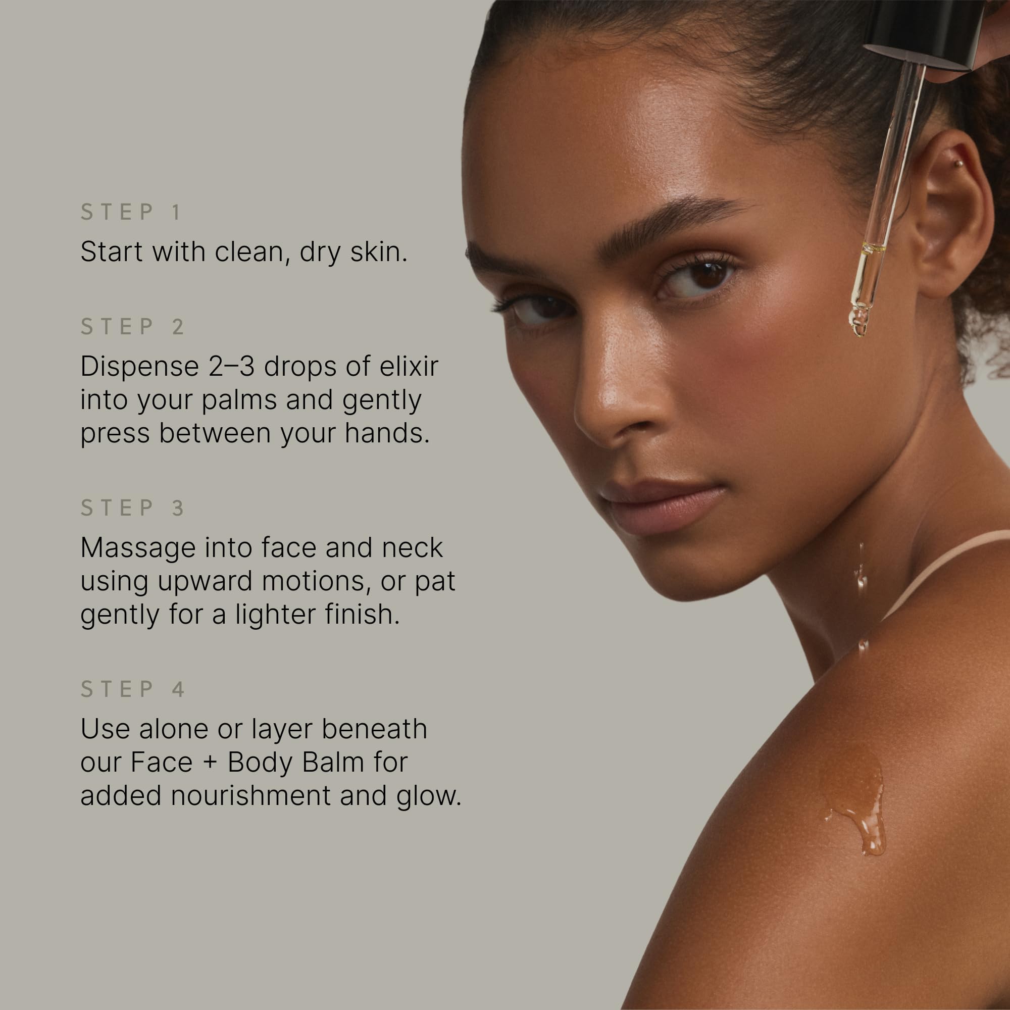 TALOVA Botanical Elixir morning routine image suggests refreshed, balanced skin.