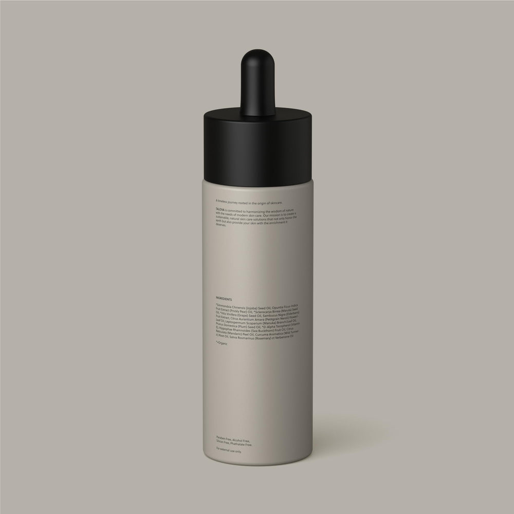 TALOVA Botanical Elixir skin glow after use suggests radiant balance.