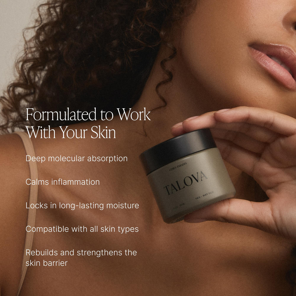 TALOVA balm with emu oil spreads smoothly, highlighting quick absorption