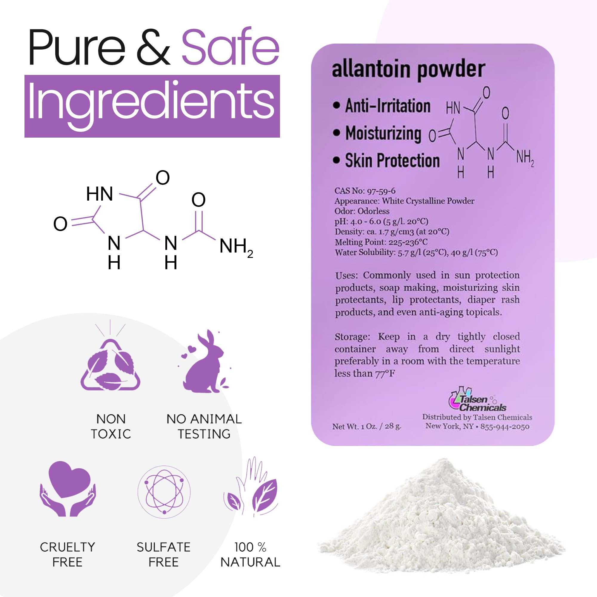 Talsen Allantoin powder during mixing in a glass bowl.