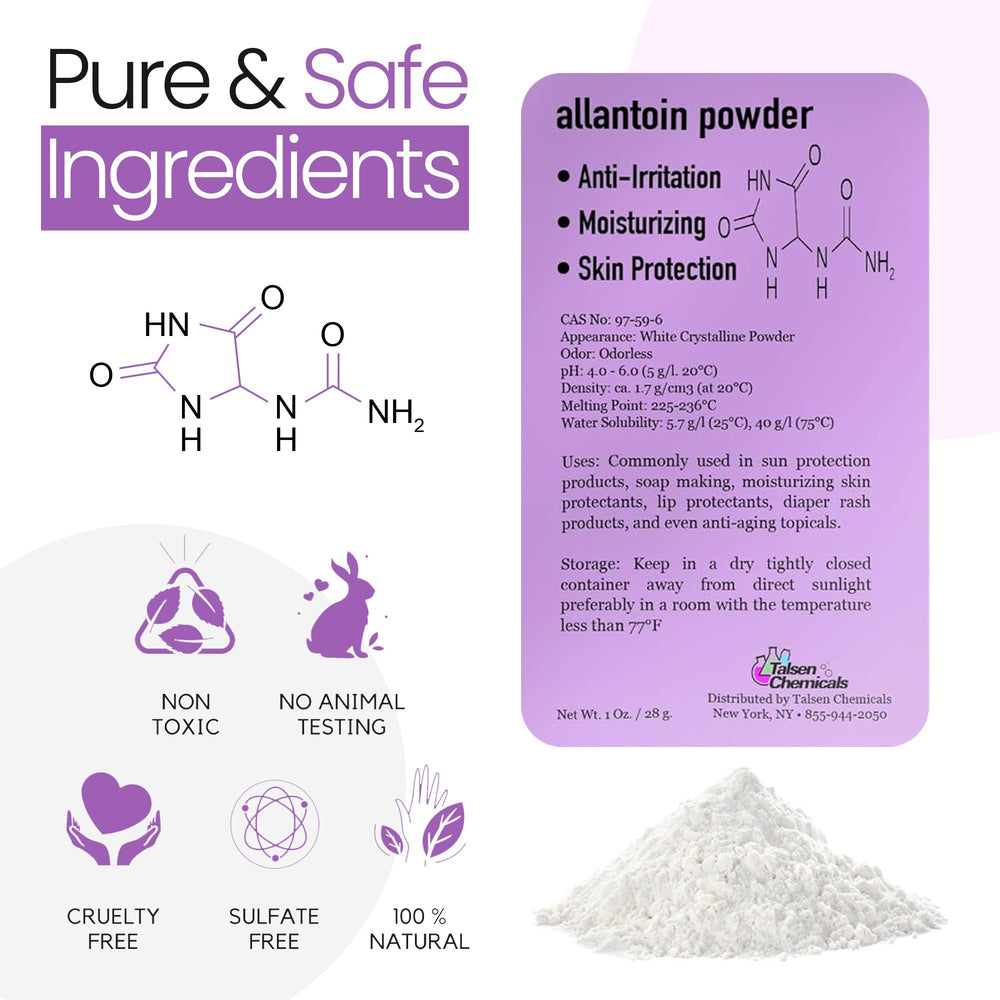 Talsen Allantoin powder during mixing in a glass bowl.