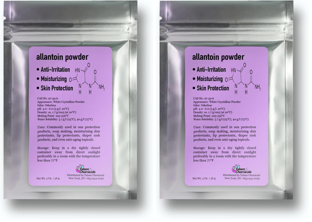 Talsen Chemicals Allantoin powder packaging for easy DIY skincare hydration.