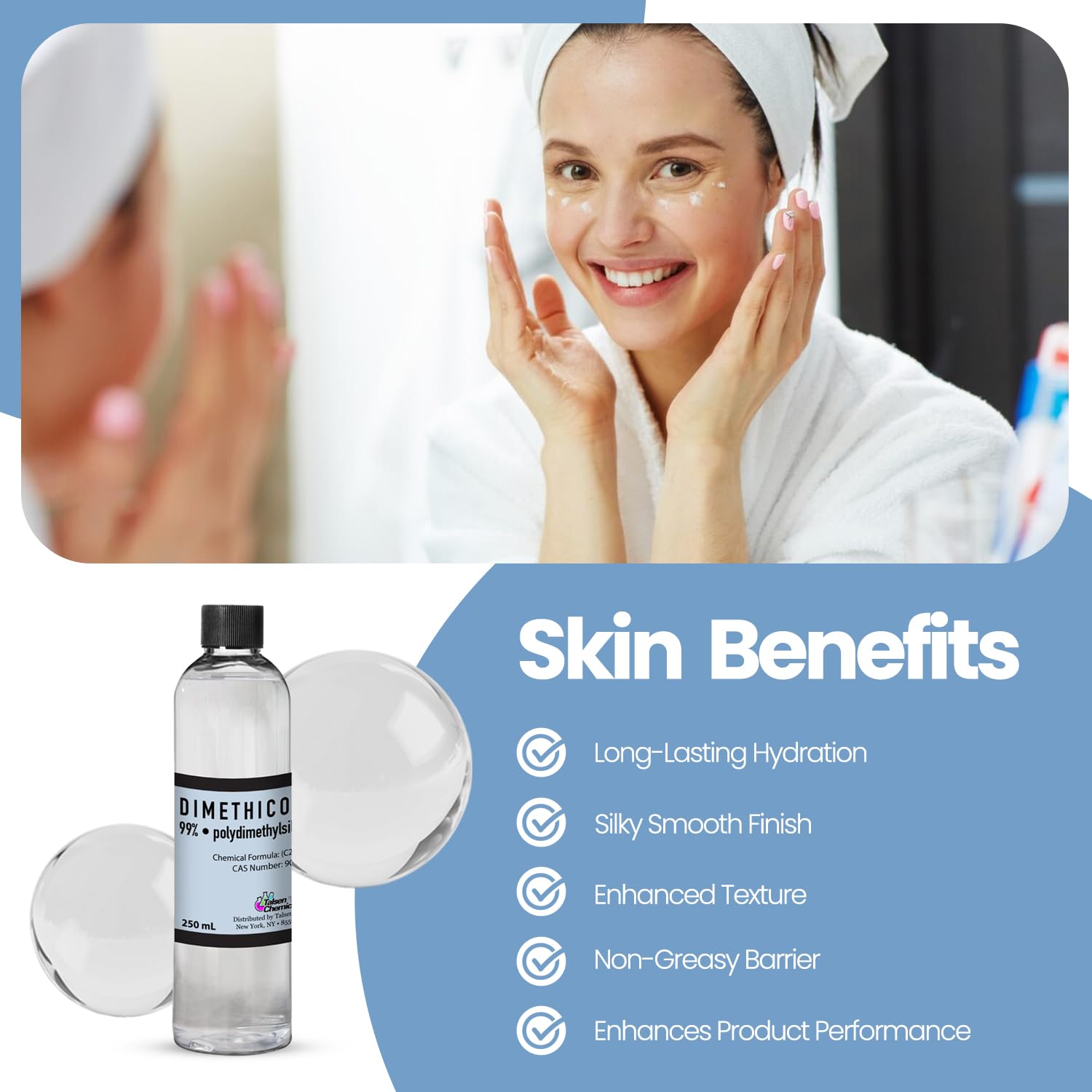 Talsen Chemicals Dimethicone Oil diy-cosmetics image shows easy integration.