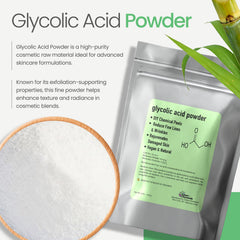 Talsen Chemicals Glycolic powder used in a customizable skincare routine.