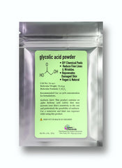 Talsen Chemicals Glycolic Acid Powder jar shows purity for DIY blends.