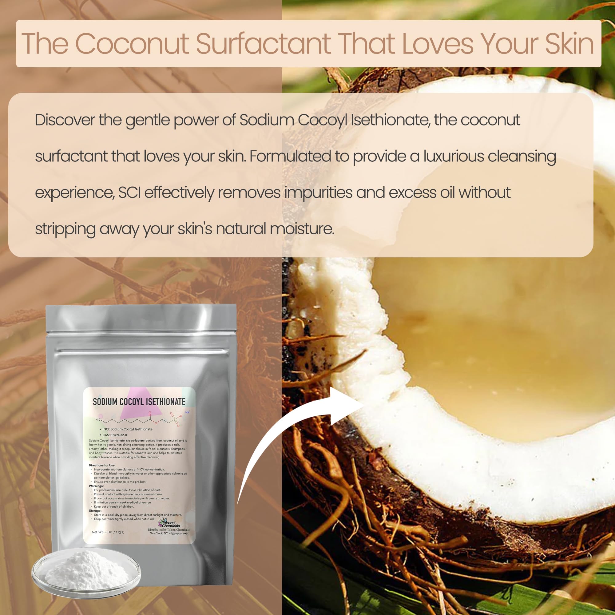 Talsen Chemicals SCI powder as a cosmetic-grade component in creams.