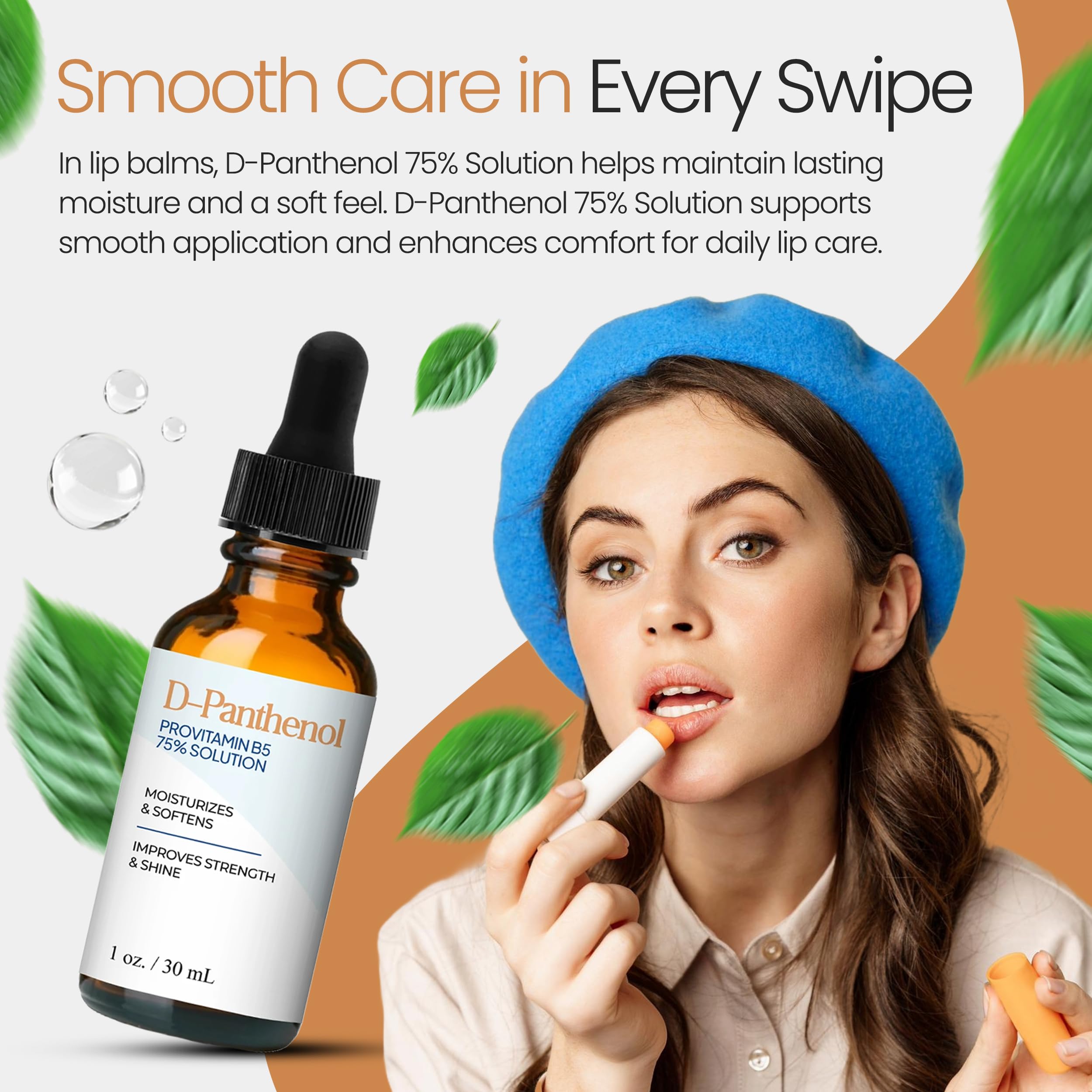 Talsen D-Panthenol 75% solution dropper shows precise dispensing for formulations.