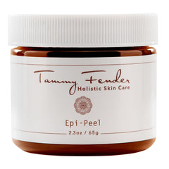 Tammy Fender Epi-Peel facial mask jar close-up, mineral-rich Kaolin clay for refreshed skin.
