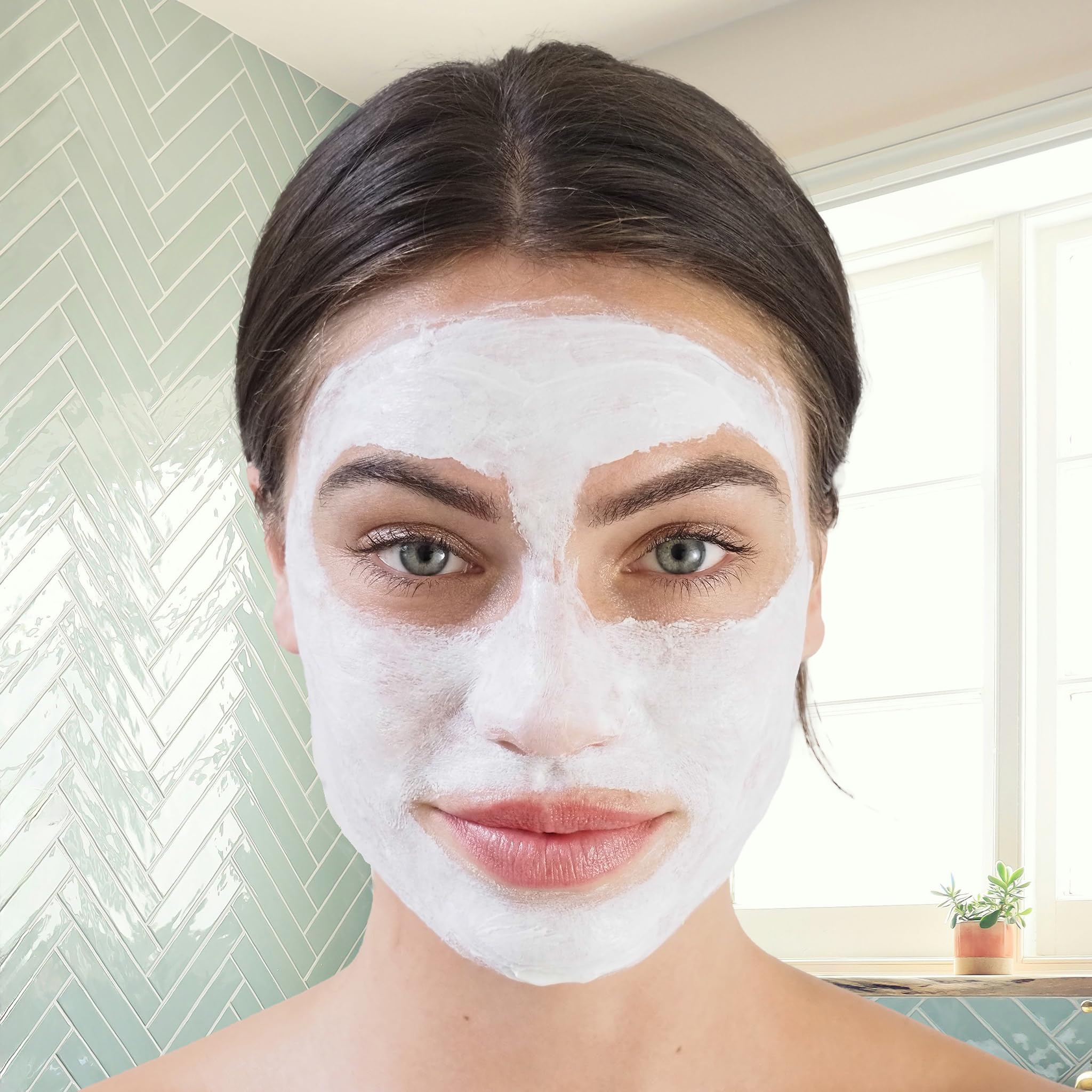 Mixing the mask with water or toner for a smooth paste.