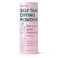 Tan Fan Self Tan Drying Powder bottle in a mess-free shaker for easy application