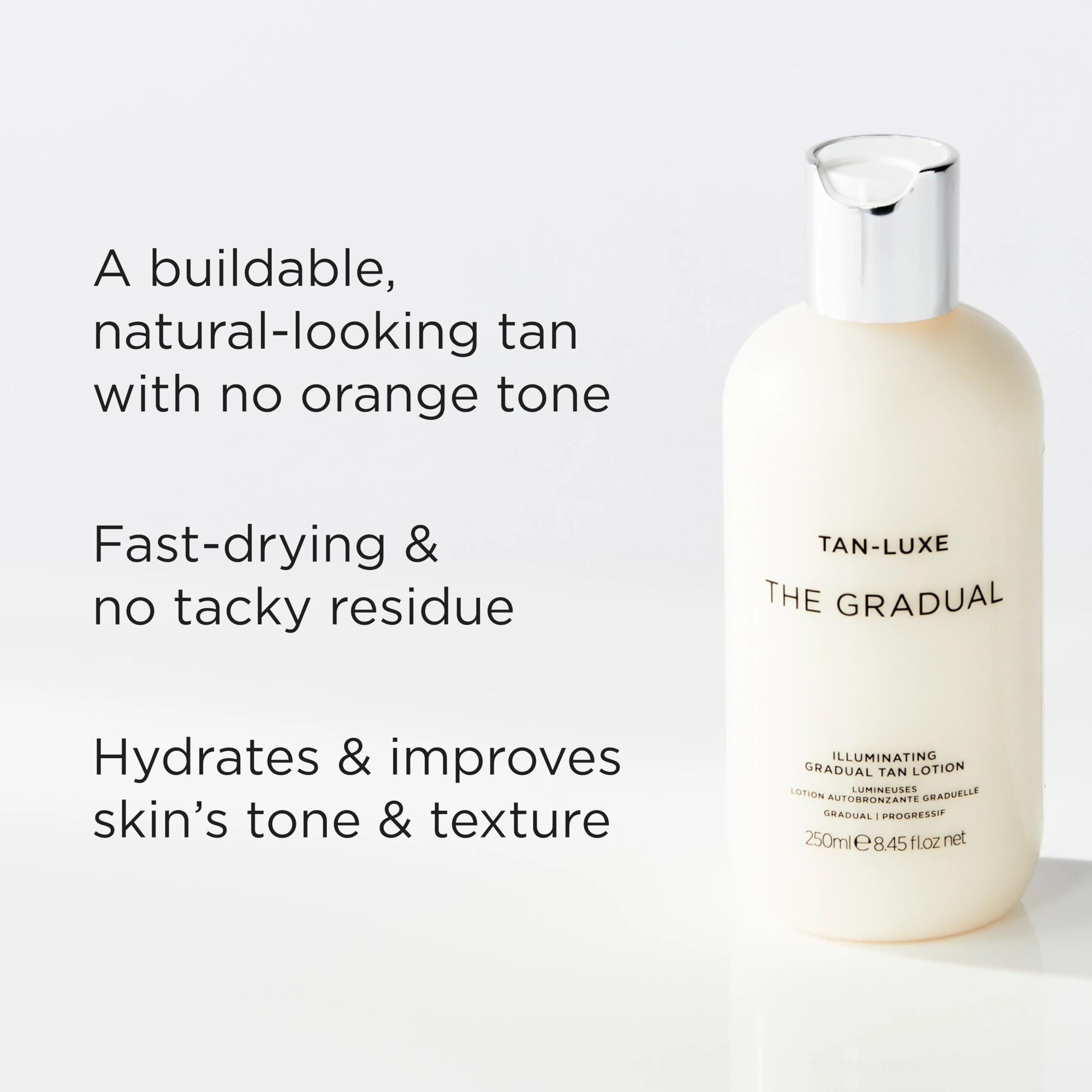 Tan-Luxe Gradual texture application shows smooth, streak-free coverage