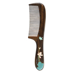 TAN MUJIANG hair comb with lotus design and smooth surface