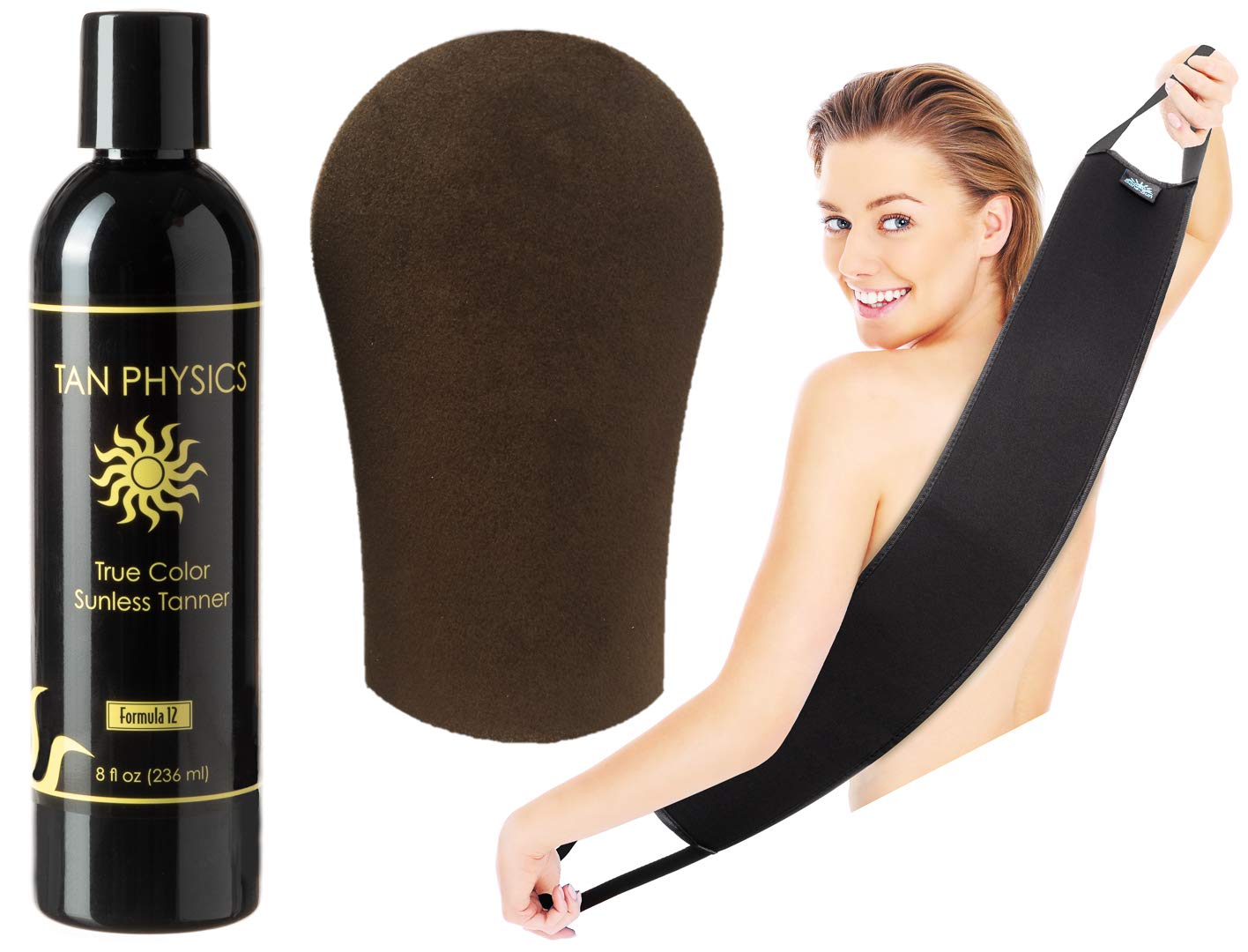 Tan Physics microfibre tanning mitt for precise, streak-free application.