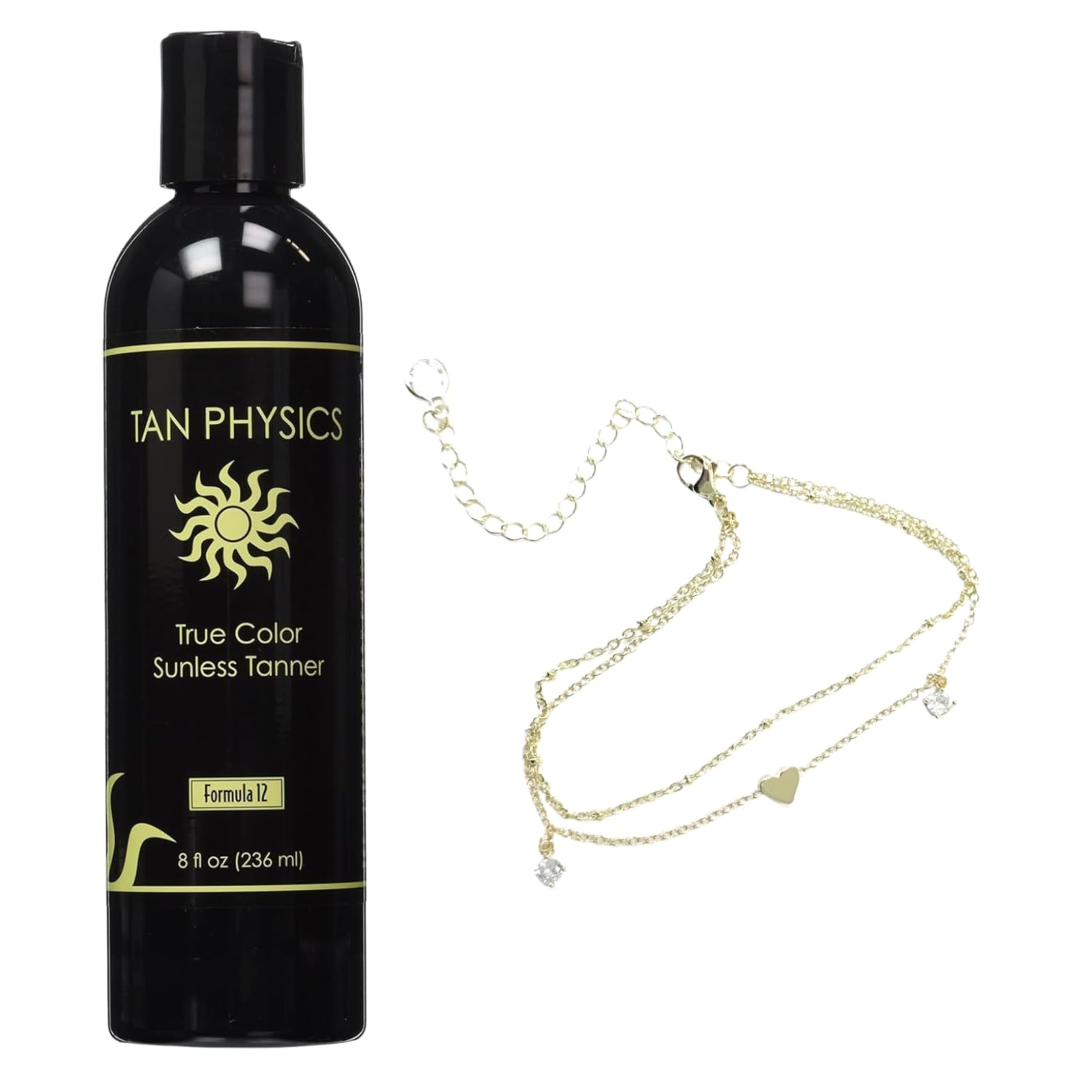 Tan Physics Sunless Tanner 8oz bottle with color-balancing tint for a natural, streak-free glow.