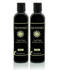 Tan Physics True Color self-tanner bottle for natural-looking bronze with streak-free results.