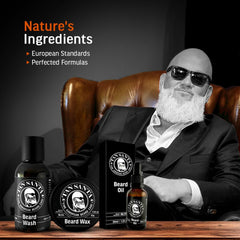 Applying Tan Santa beard wax for a smooth, well-groomed beard.