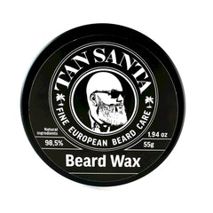 Tan Santa beard wax bergamot jar showing rich hydration for beard and skin.