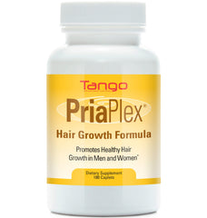 Tango PriaPlex bottle front showing natural hair growth support for daily wellness