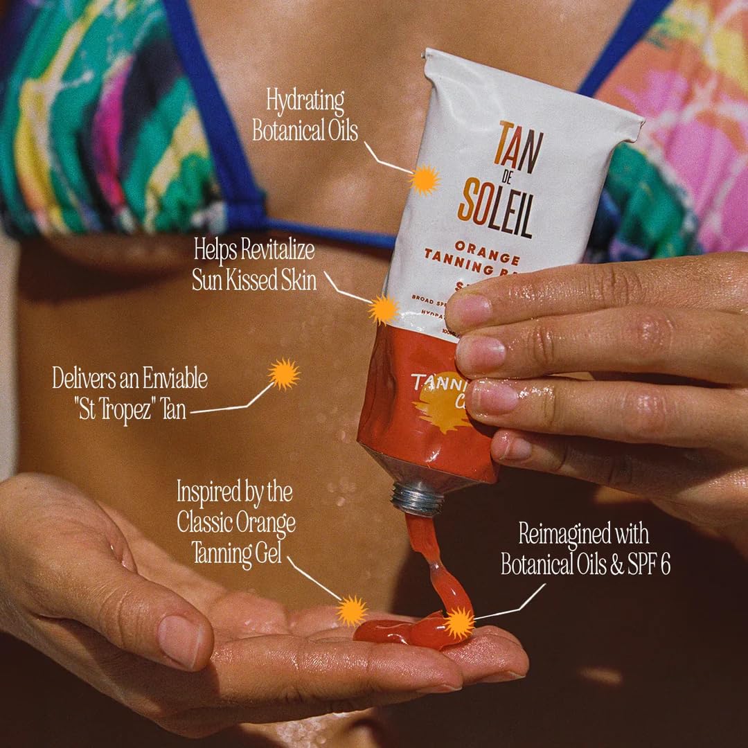 Tan De Soleil orange gel texture close-up showing quick absorption