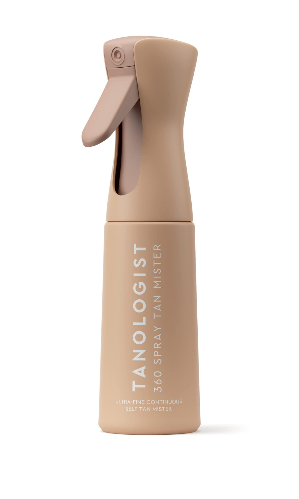 Tanologist 360 Spray Tan Mister showing ultra-fine mist in action for streak-free coverage