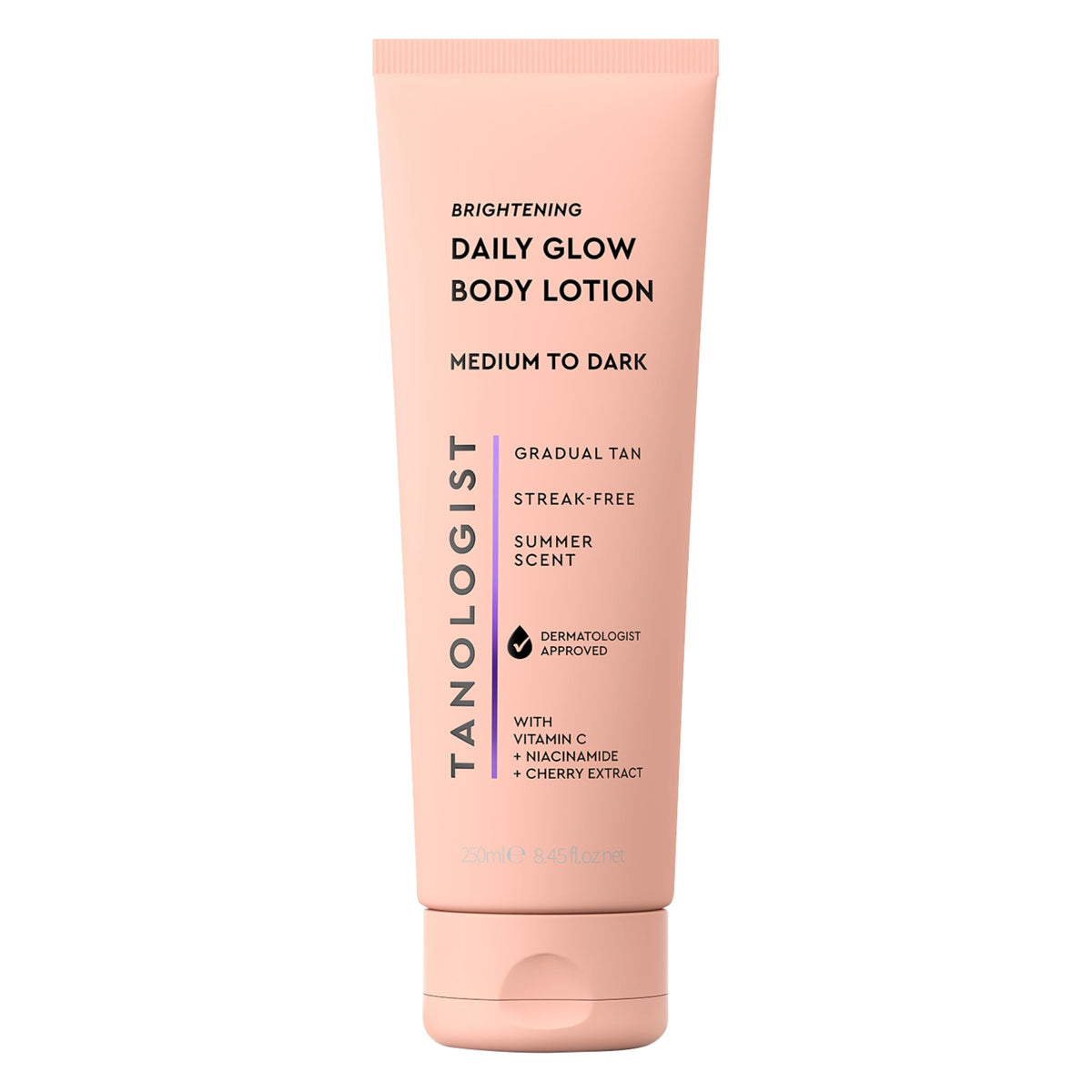Tanologist Brightening Daily Glow bottle front showing gradual tan for natural glow