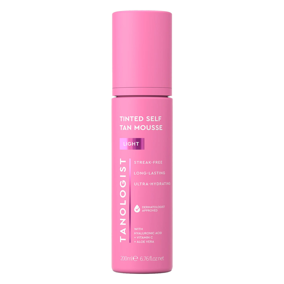 Tanologist Light Self Tan Mousse bottle with color guide for even application