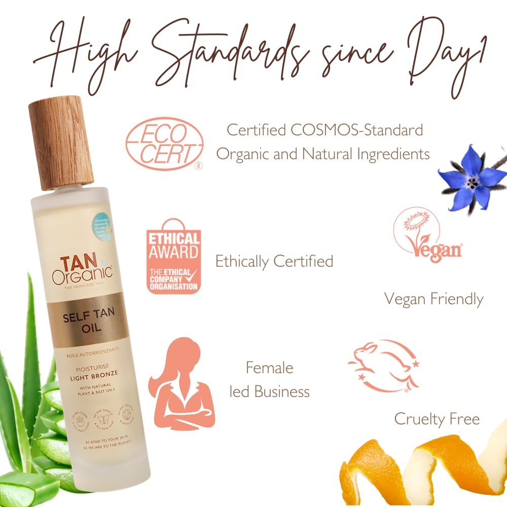 TanOrganic Self Tanning Oil with orange peel extract for a fresh feel