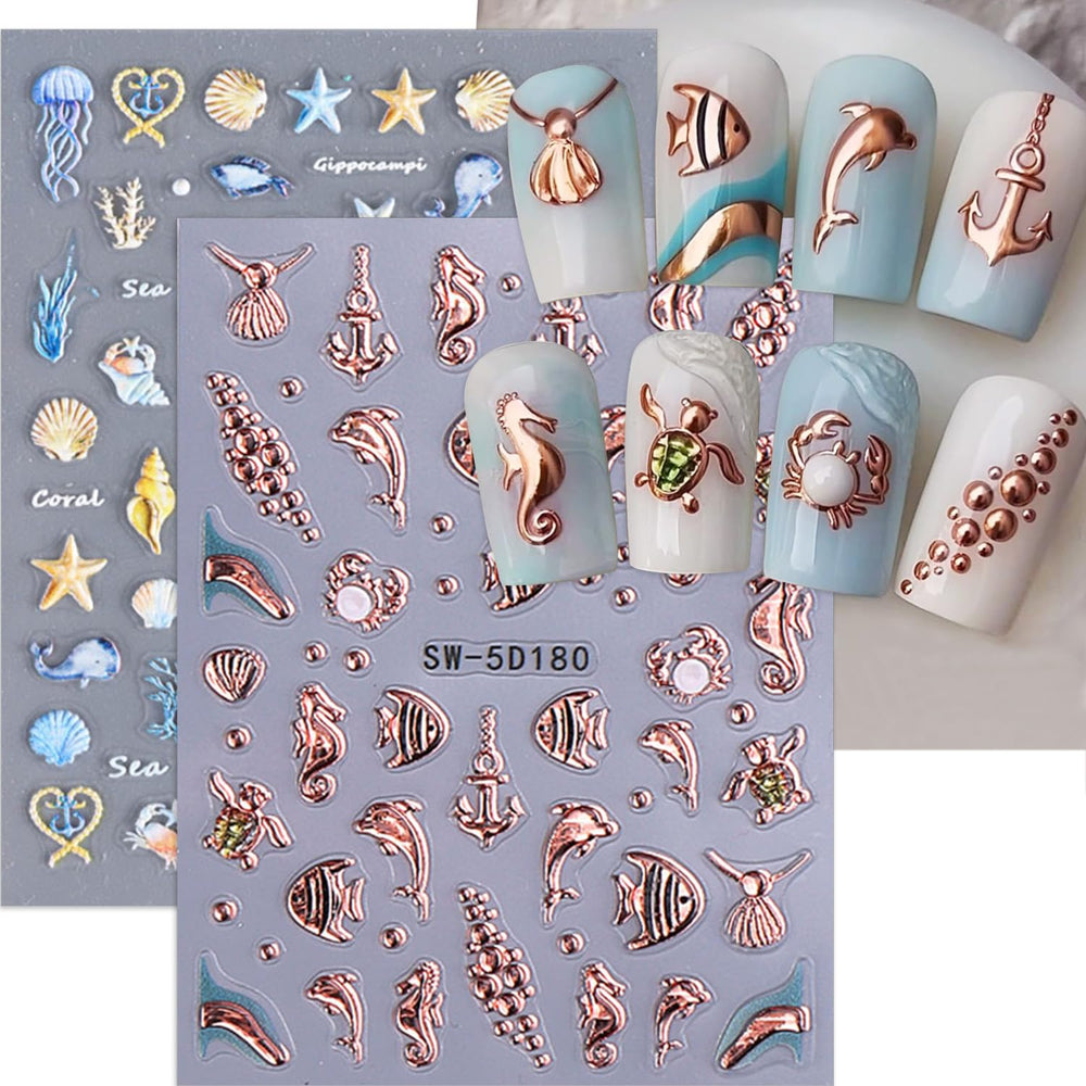 TANYOOTO jellyfish motif decals offer shimmering blue-gold accents.