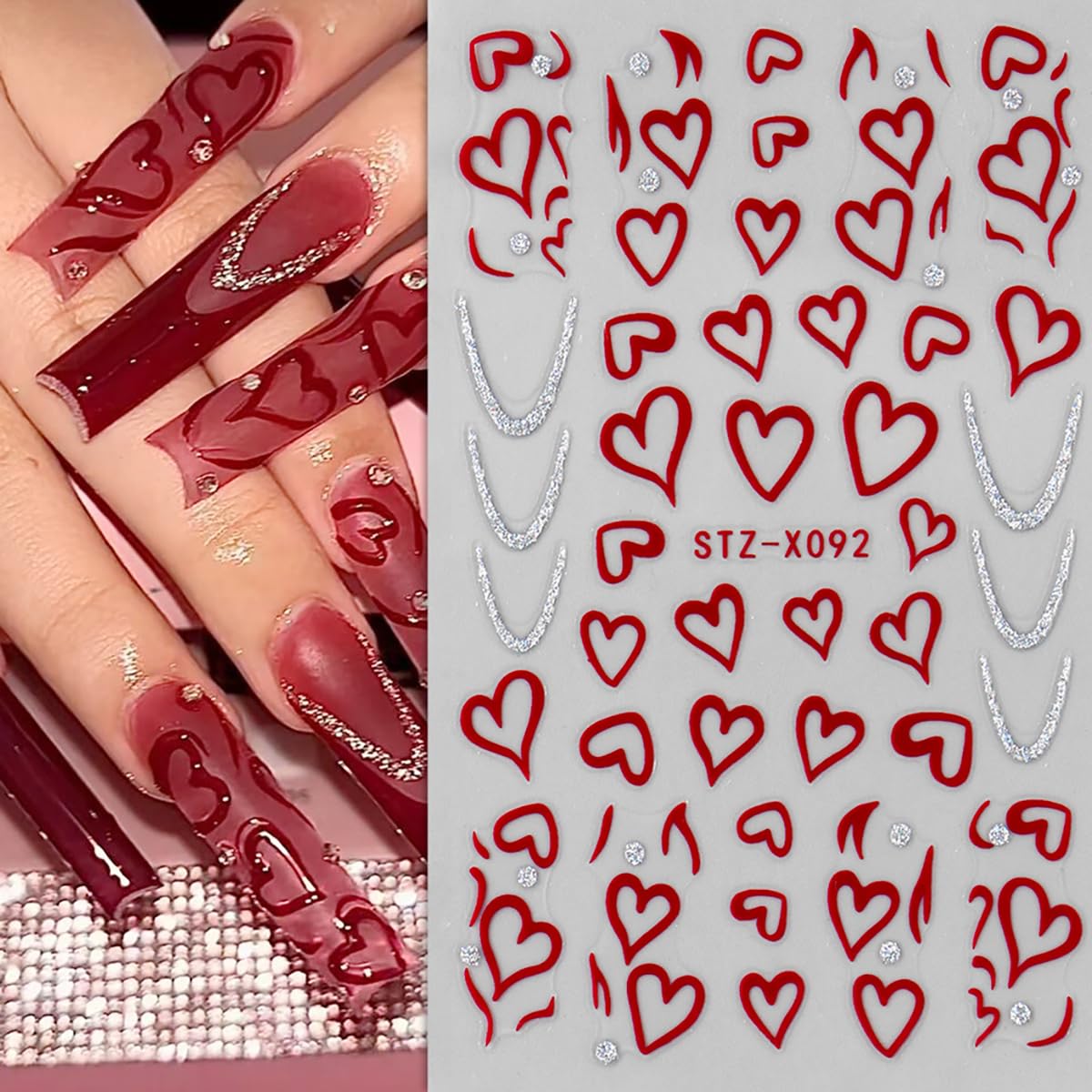 TANYOOTO valentines nail stickers bow and heart combo enhances nails