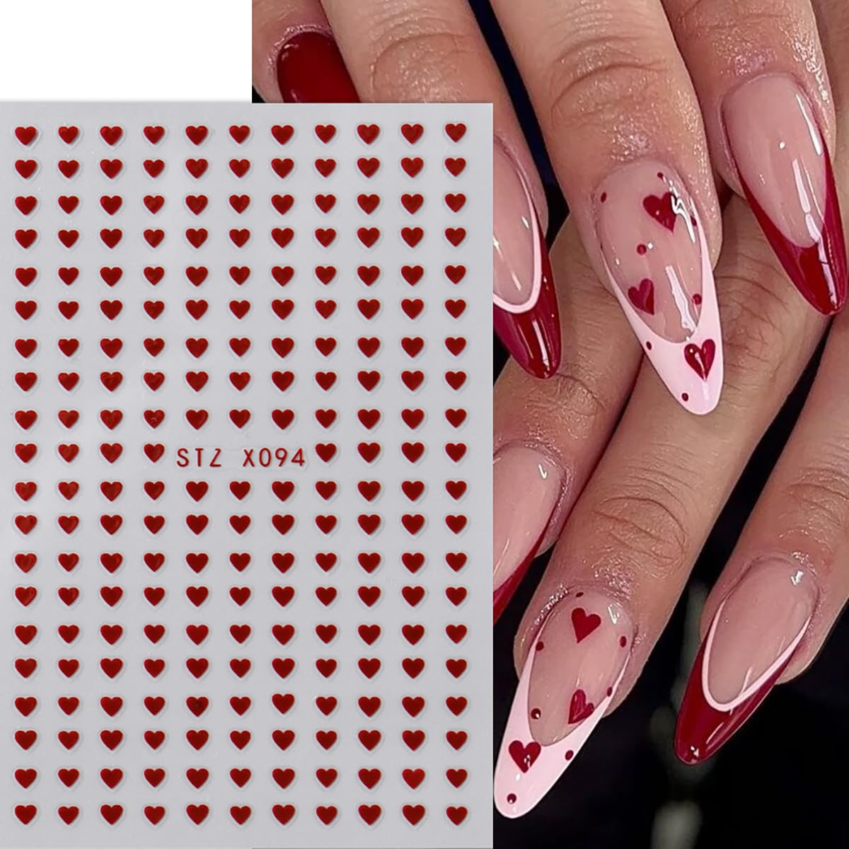 TANYOOTO valentines nail stickers pink heart pattern for fresh manicure