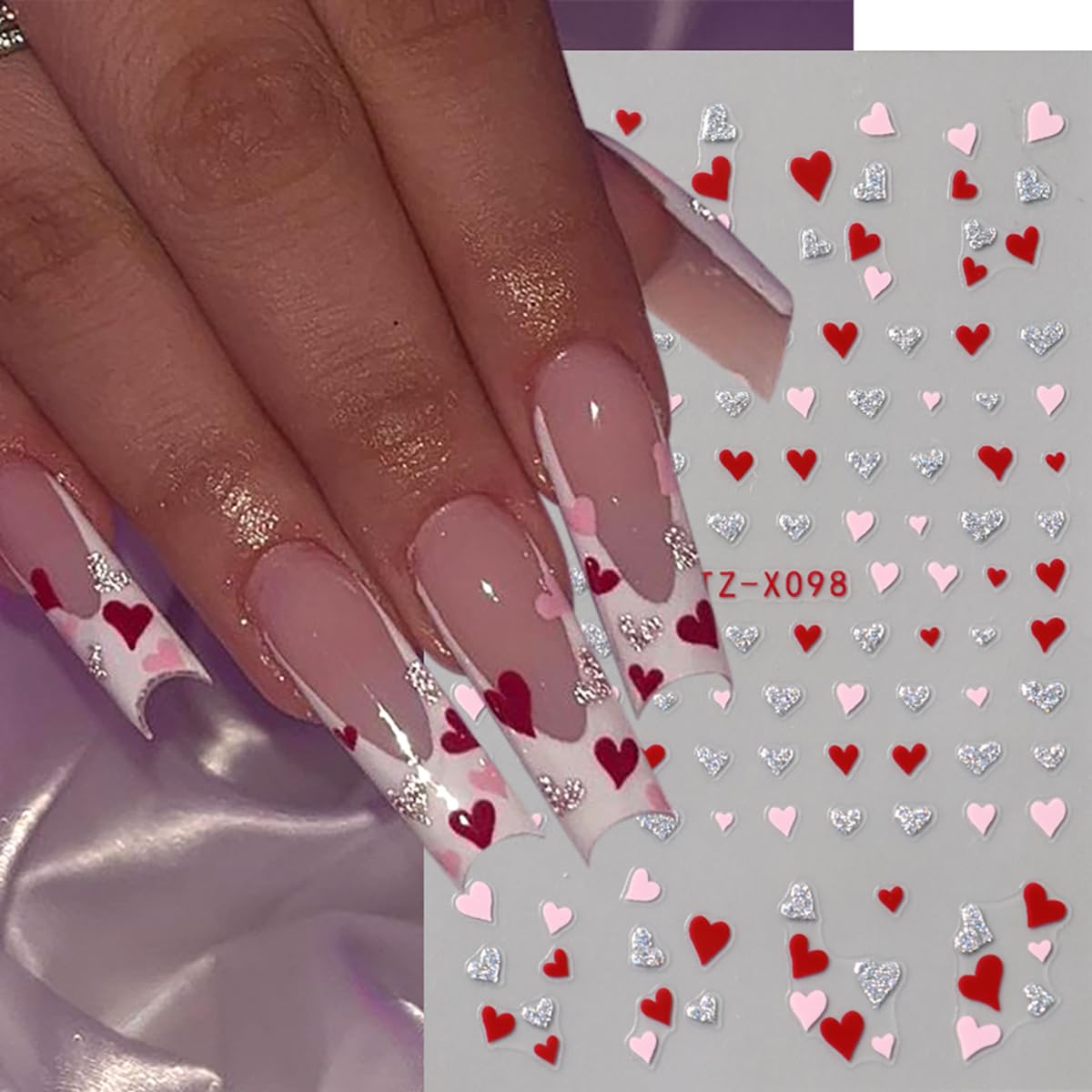 TANYOOTO valentines nail stickers red heart design adds bold flair