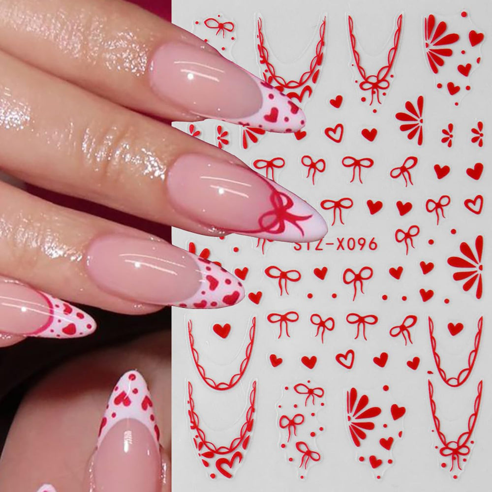 TANYOOTO valentines nail stickers pink heart pattern for cute accent nails