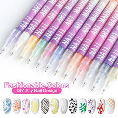 Tardiy nail art pens brush tip silky application for smooth lines and details.