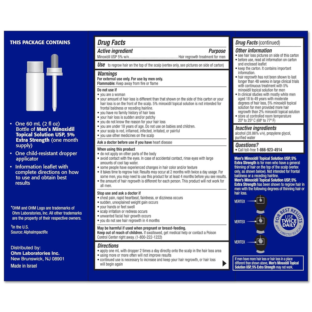 TARO Minoxidil 5% bottle and label highlight a dermatologist-trusted formula.