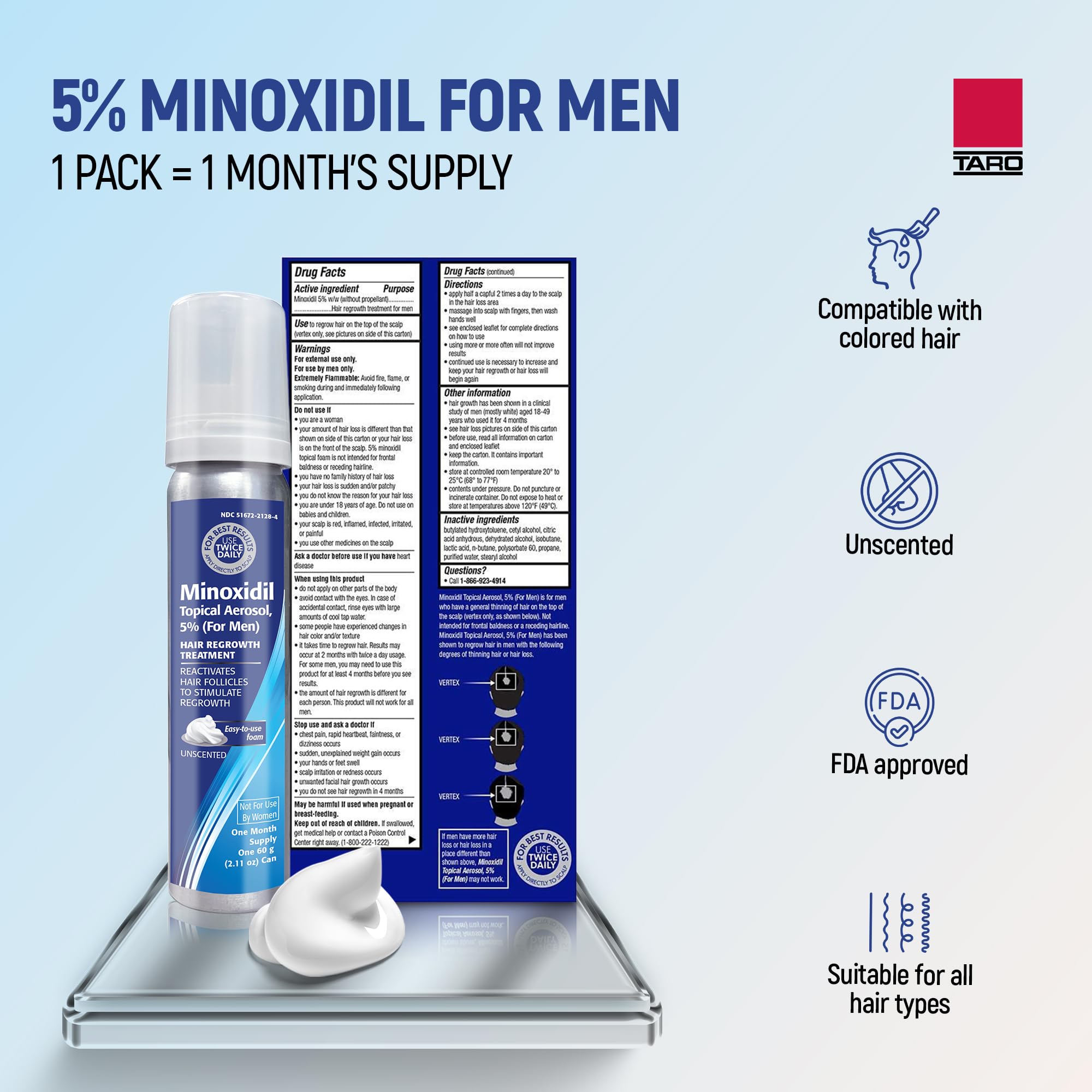 TARO Minoxidil application site demonstrates targeted scalp use