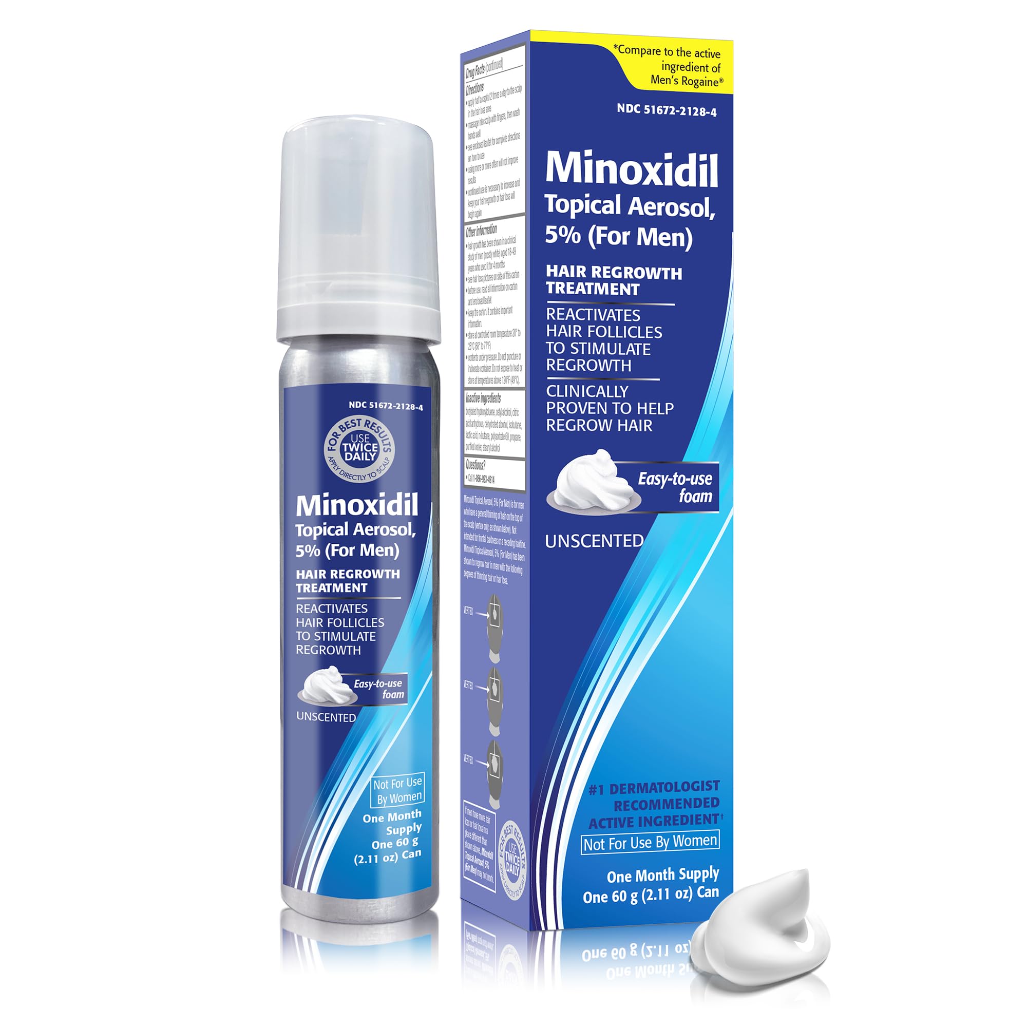 TARO Minoxidil foam bottle showing 5% formula for men's hair support