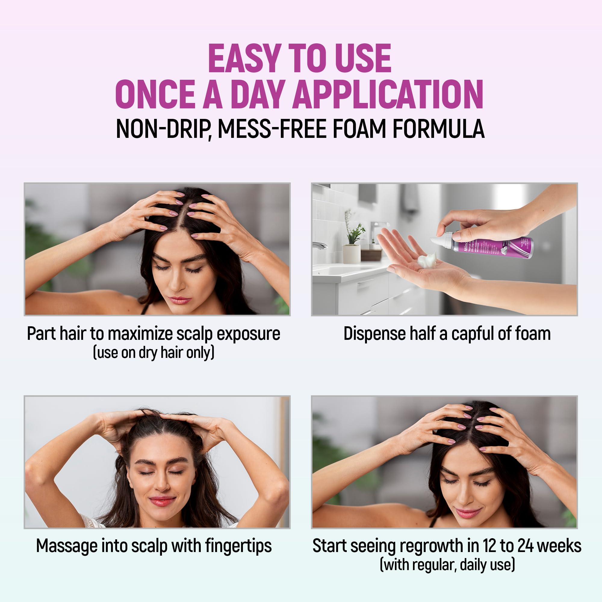 Closeup of TARO Minoxidil foam texture, unscented formula suitable for sensitive scalps.