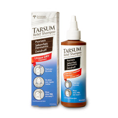Tarsum Extra Strength Psoriasis Shampoo bottle showing coal tar scalp care benefits