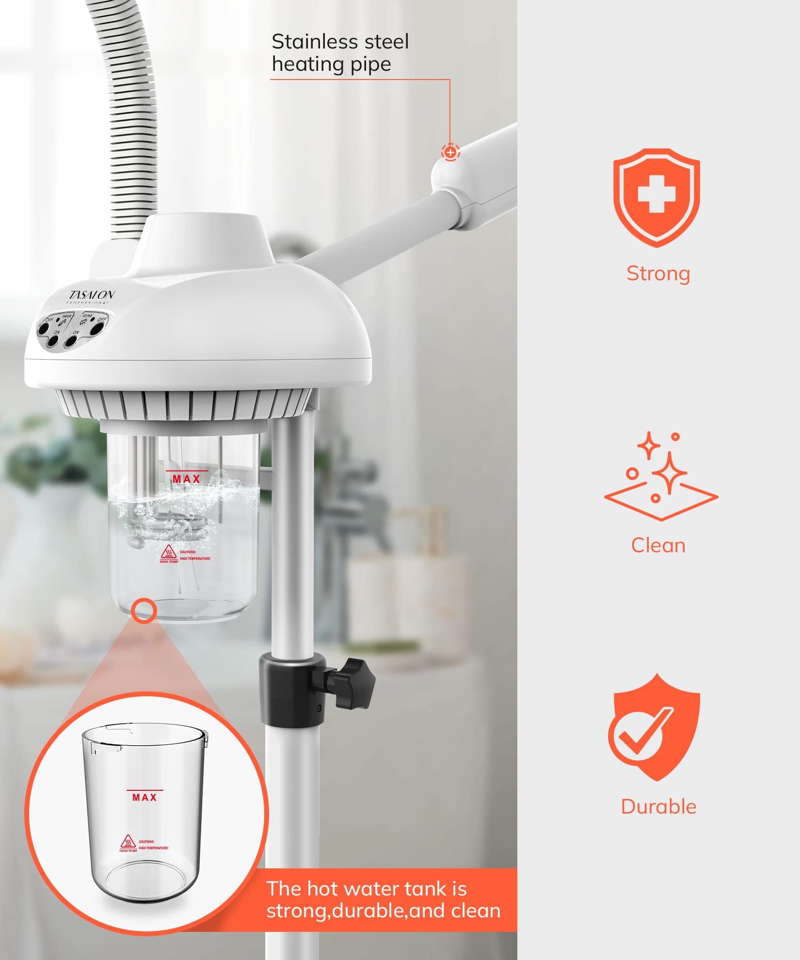 TASALON LED 120-bulb lamp offers bright, glare-free visibility during treatments.