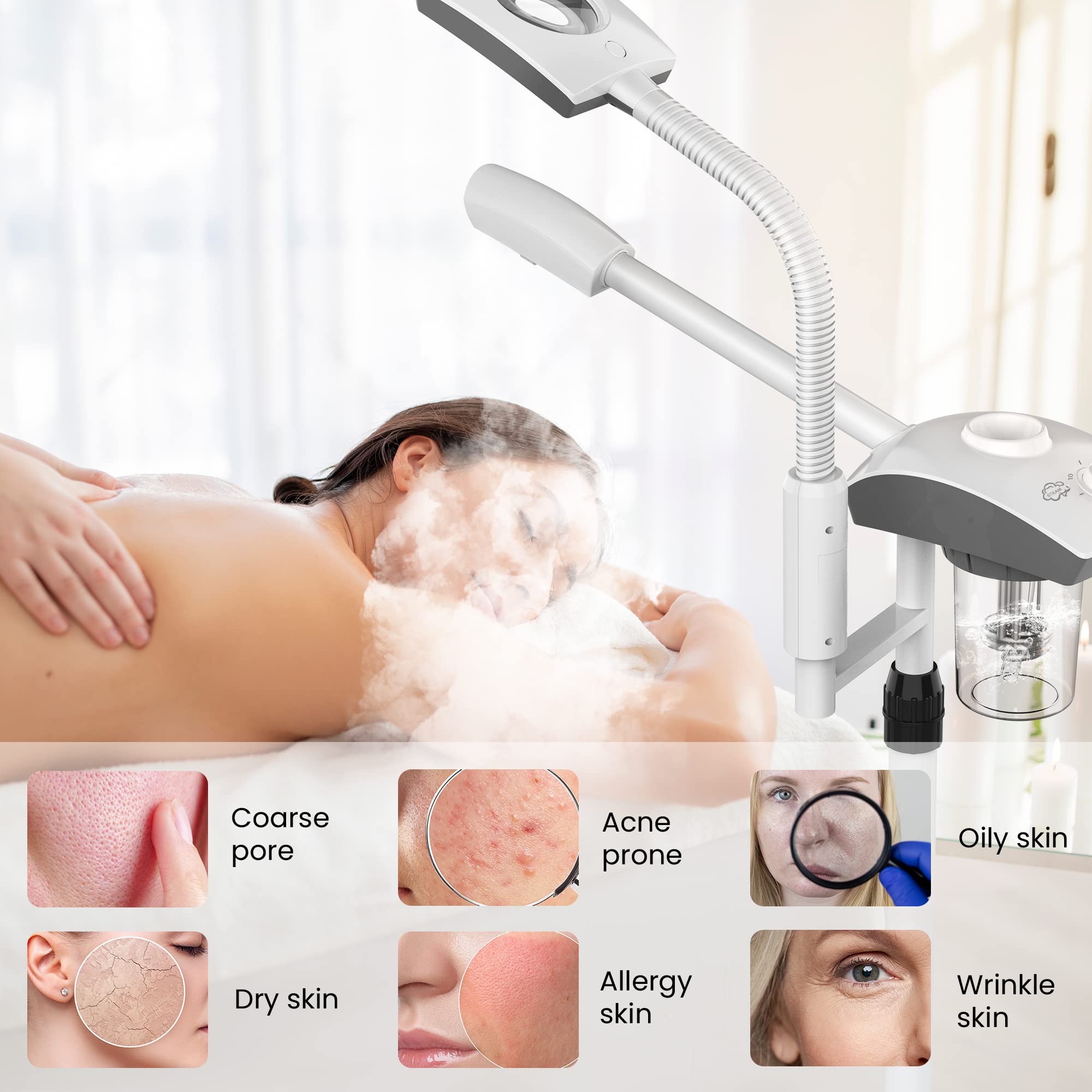 TASALON 360-degree adjustable arm allows flexible, accurate mist delivery