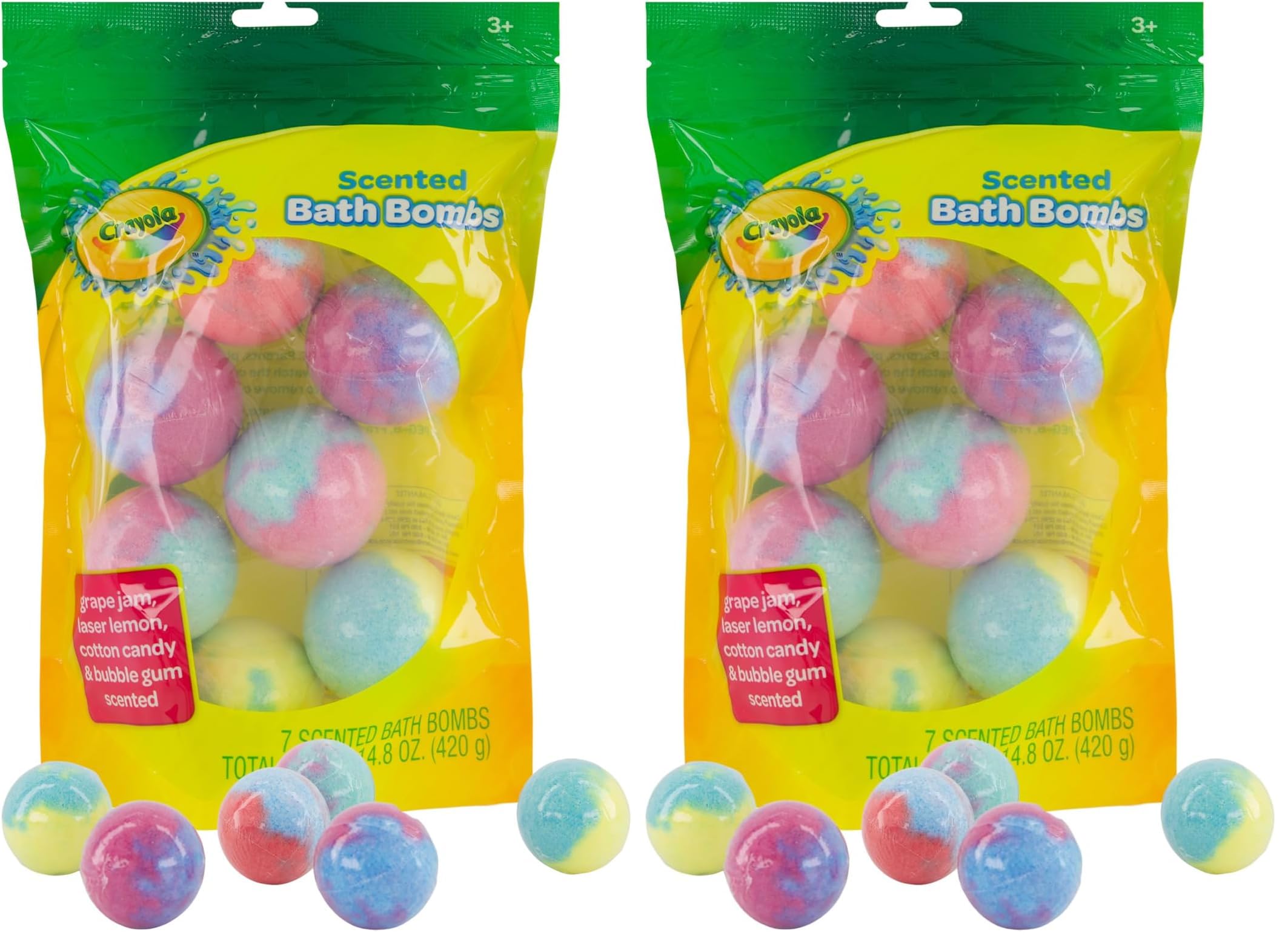 Taste Beauty Crayola pack of 2 colorful bath bombs creates playful, kid-friendly bath time.