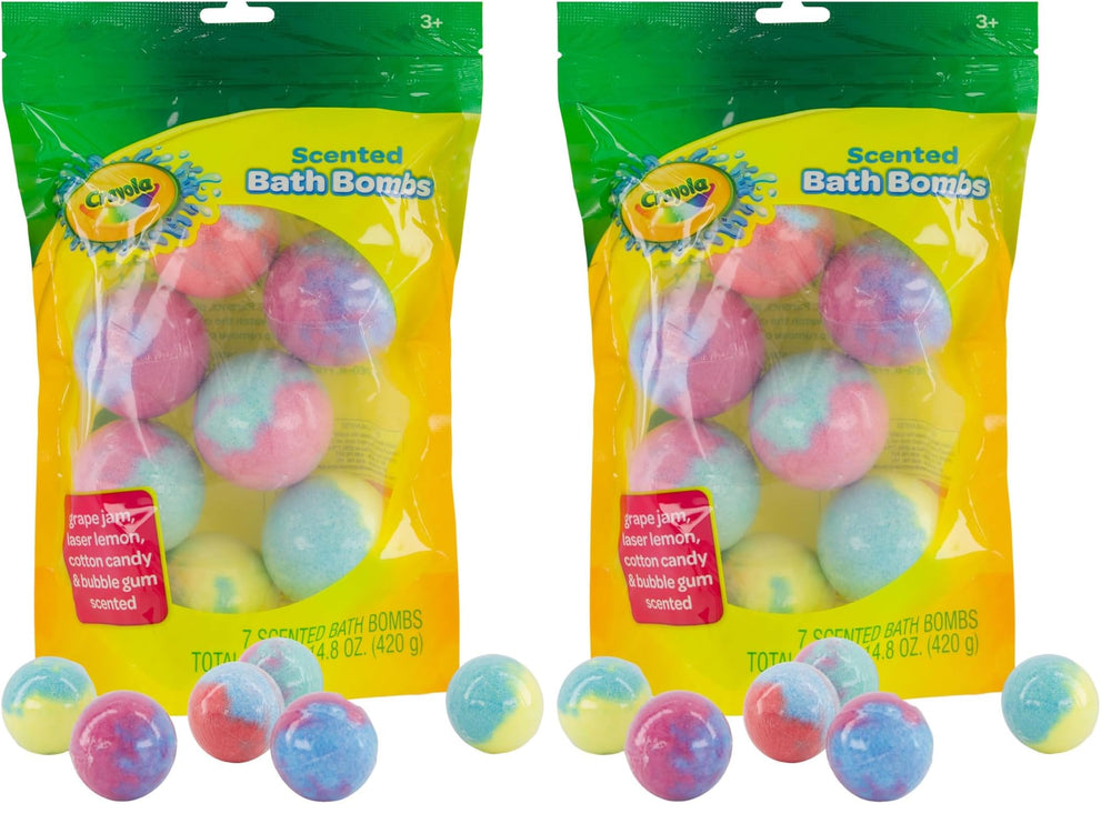 Taste Beauty Crayola pack of 2 colorful bath bombs creates playful, kid-friendly bath time.