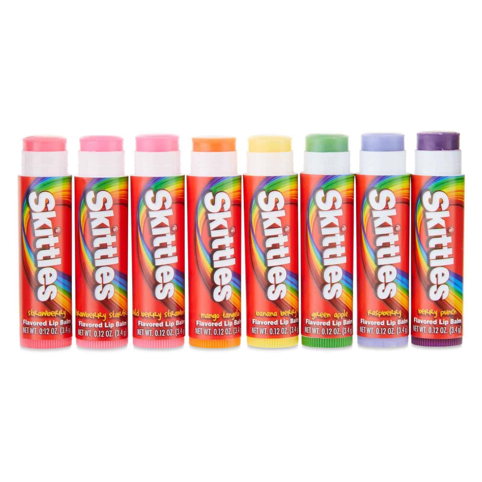 Taste Beauty Skittle lip balms on a holiday display, perfect stocking stuffer.
