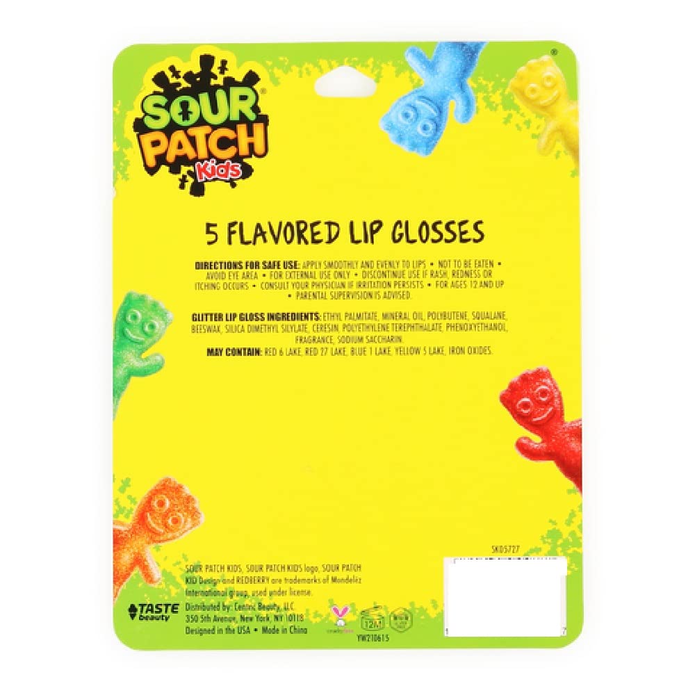 Taste Beauty Sour Patch Kids gloss in blue raspberry for a shiny flavor-inspired finish.