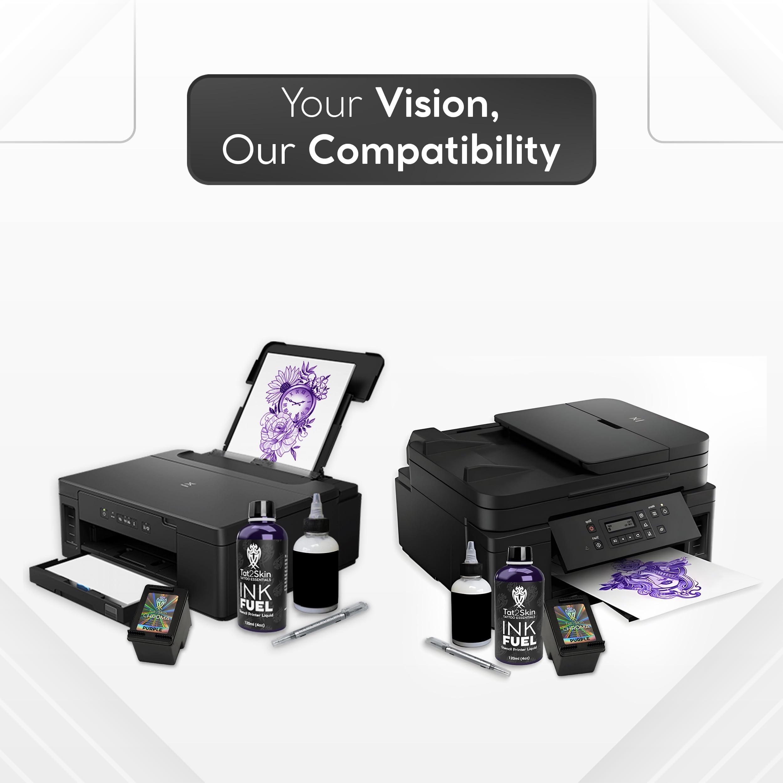Tat2Skin InkFuel professional artists trust for detailed, efficient stencil workflows.