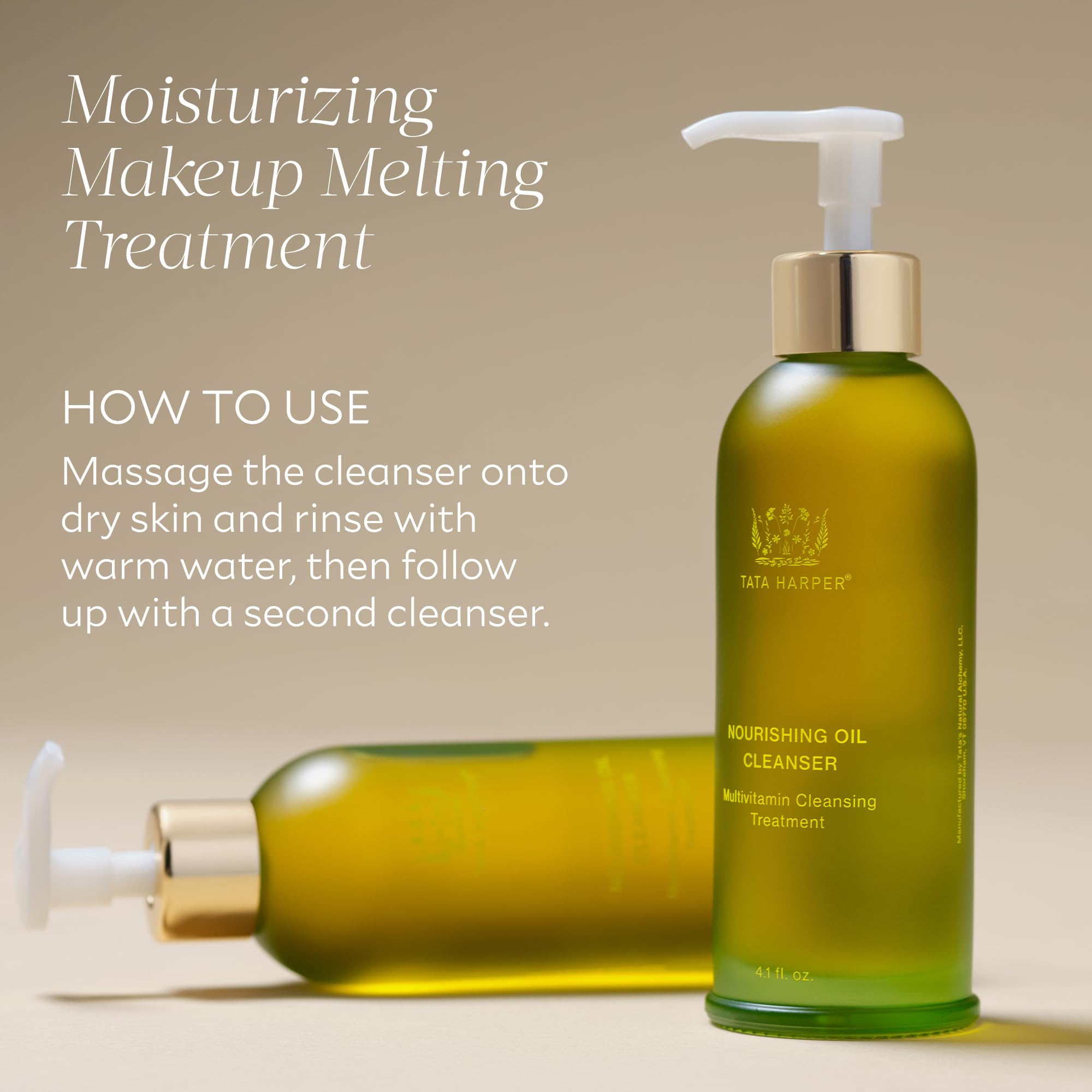 Tata Harper Nourishing Oil Cleanser rinse moment under clear water for refreshed skin