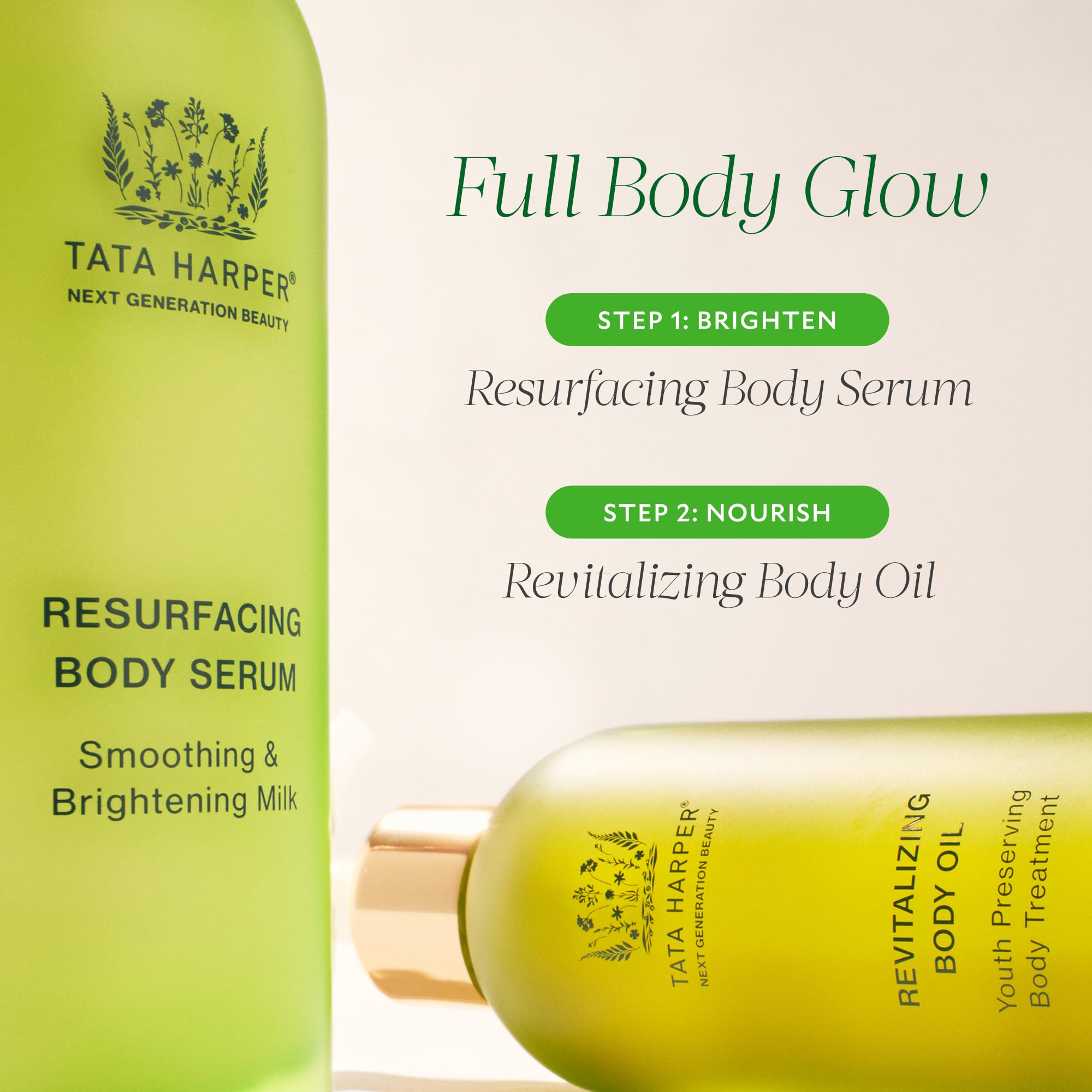 Tata Harper Resurfacing Body Serum AHA and BHA from fruit extracts.