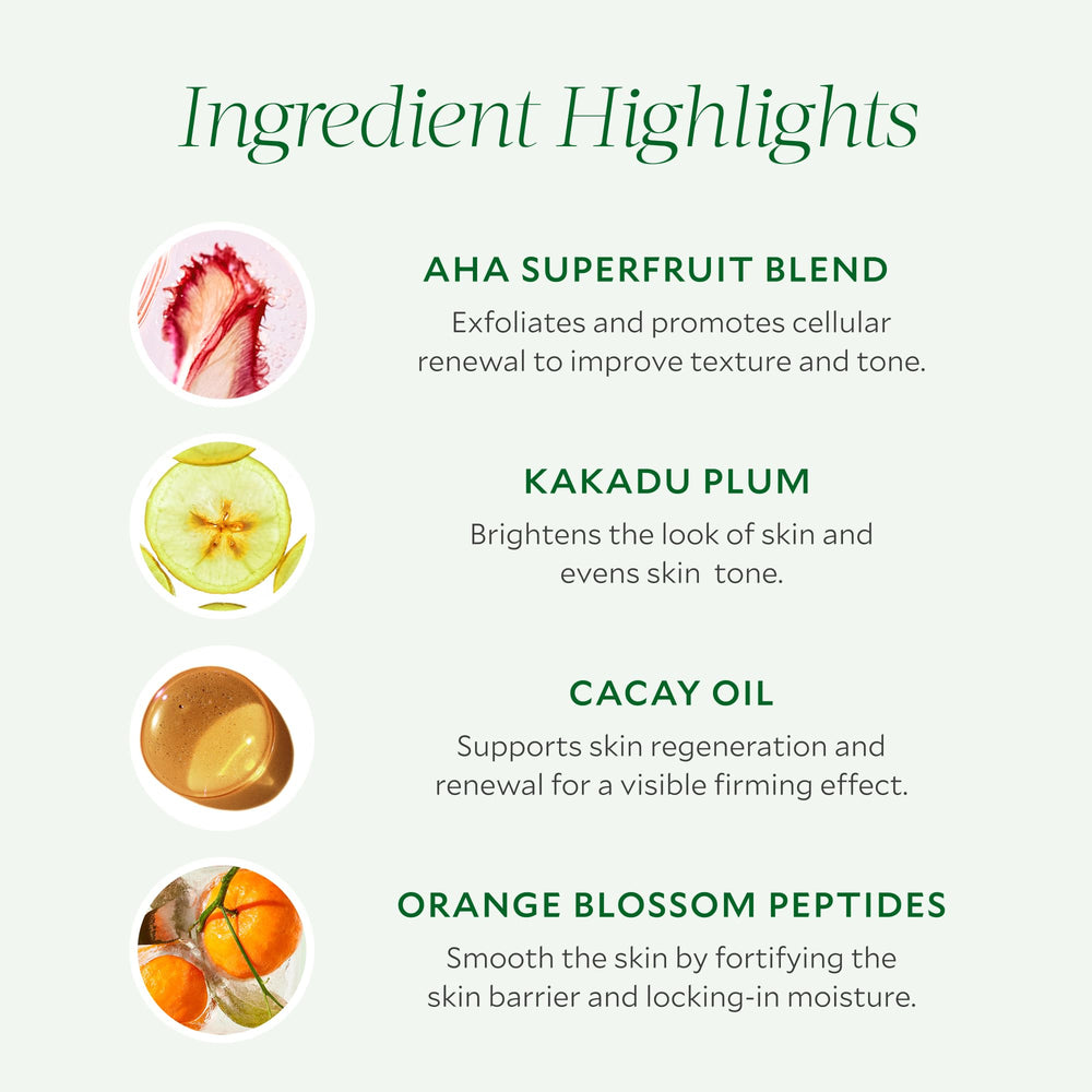 Tata Harper Resurfacing Body Serum Kakadu Plum highlights vitamin C rich formula.